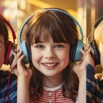 3 kids wearing best noise cancelling headphones for kids